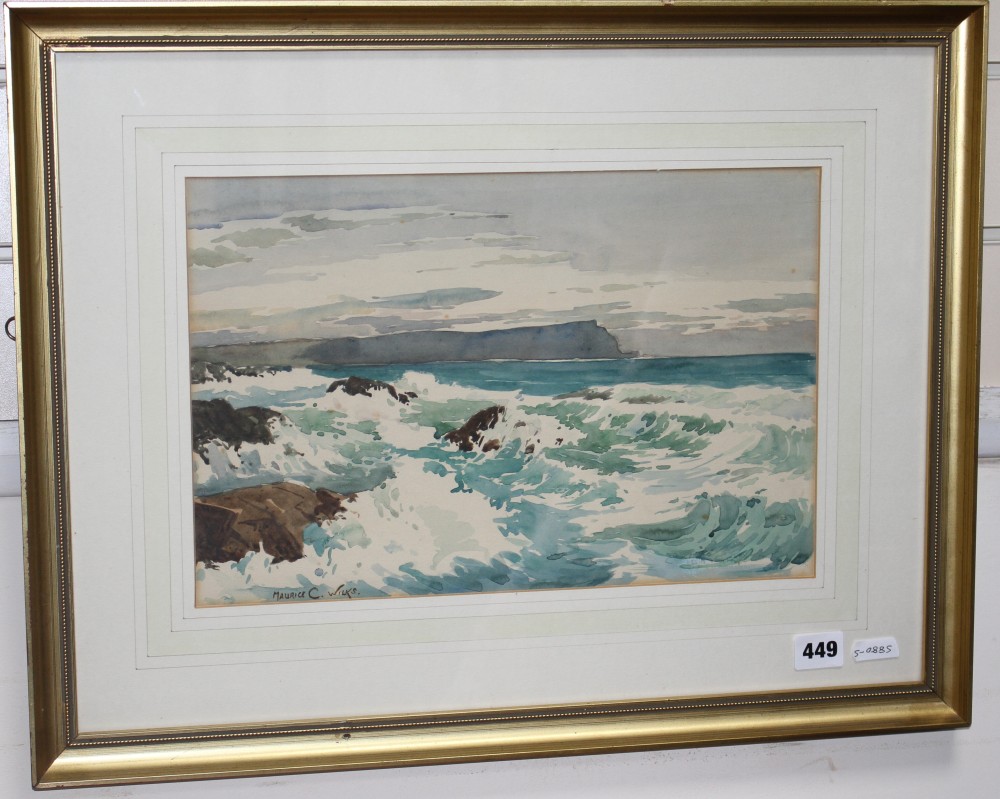 Maurice C. Wilks (1910-1984), watercolour, Coastal landscape, signed, 25 x 37.5cm